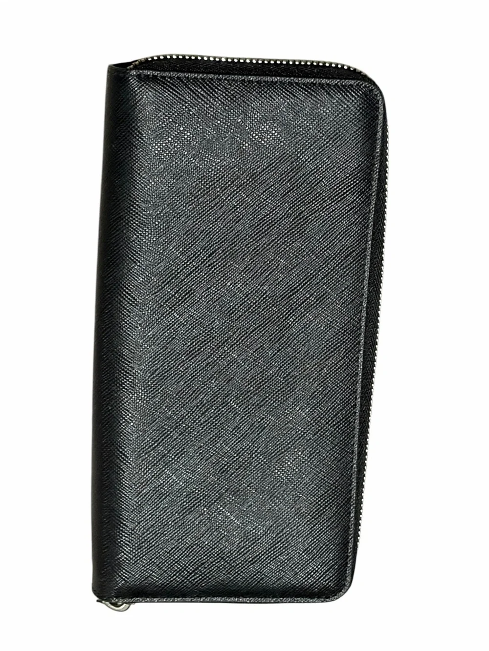 TUMI Black Leather Zip Around Continental Wallet